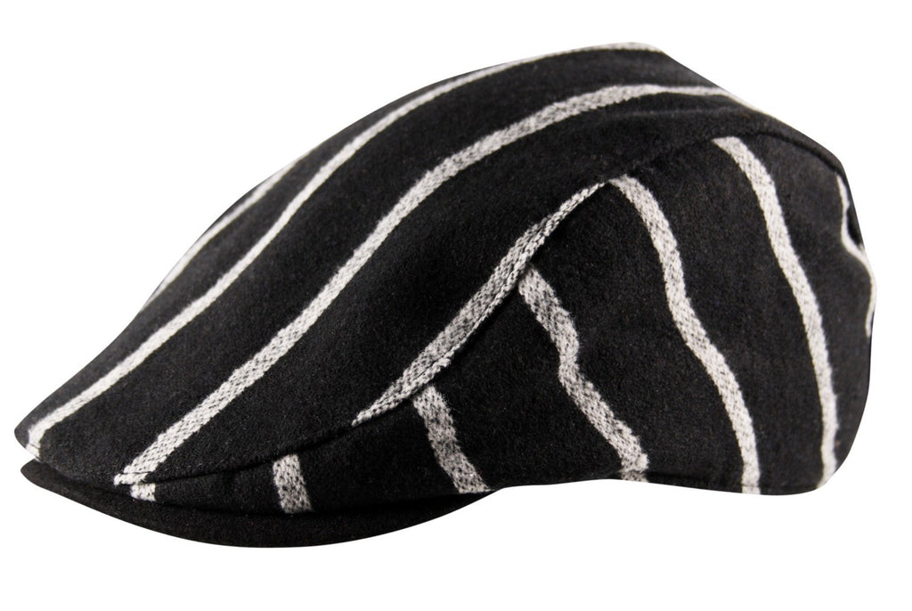 Solid Lines Stripe Flat Cap in Black and Grey