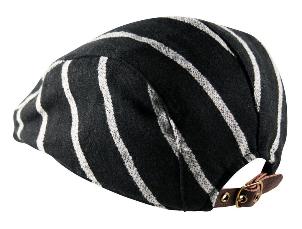 Solid Lines Stripe Flat Cap in Black and Grey