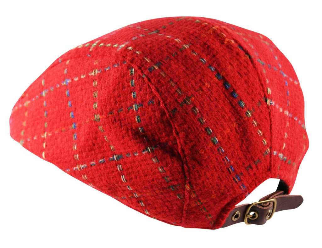 Stitch Check Flat Cap in Red