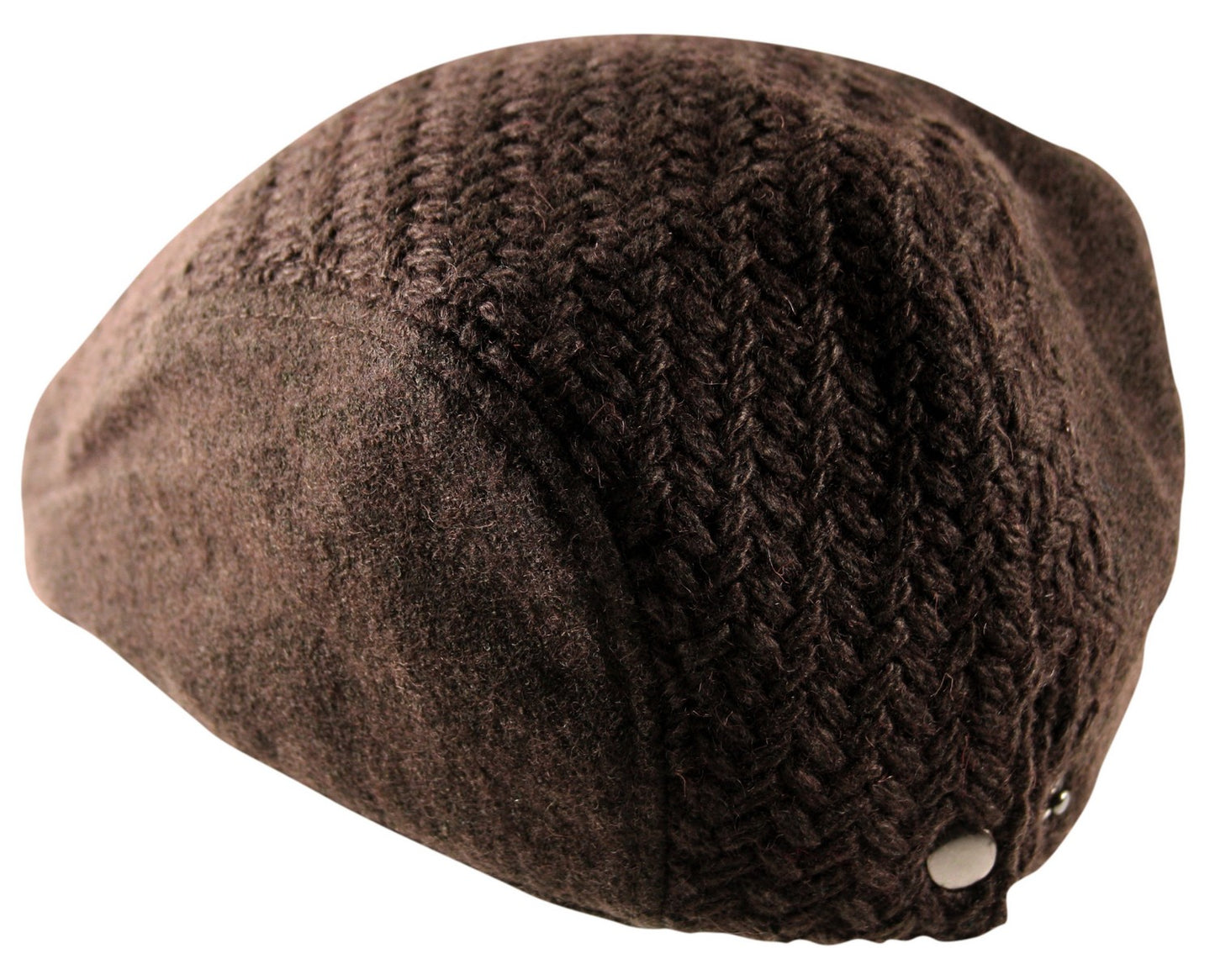 Waffle Knit Wool Flat Cap in Brown