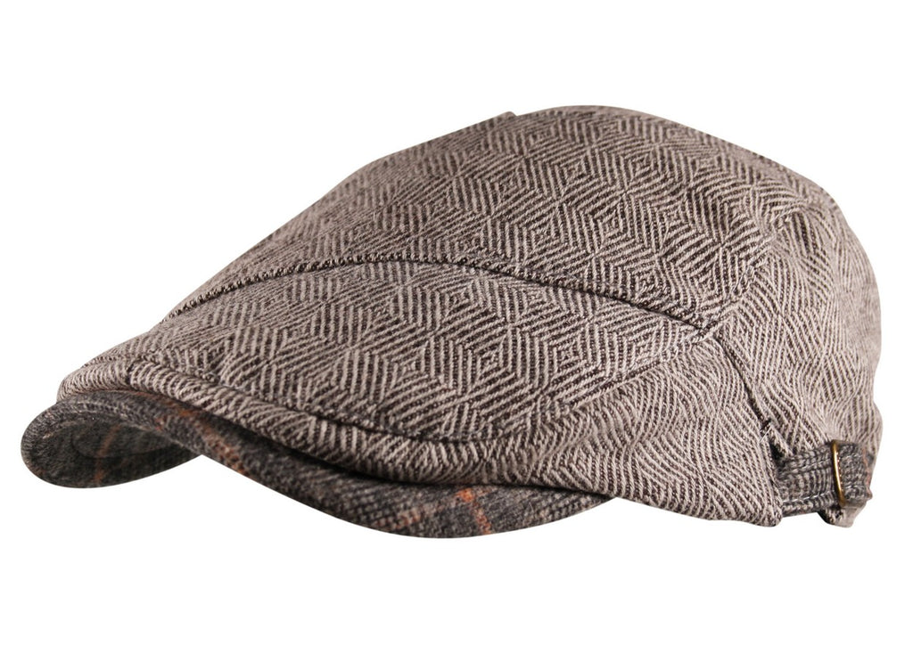 Woven Brushed Flat Cap in Natural Grey