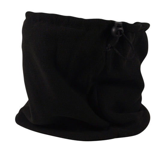 Thermal Fleece Snood Neck Warmer Beanie Hat Face Cover in Black