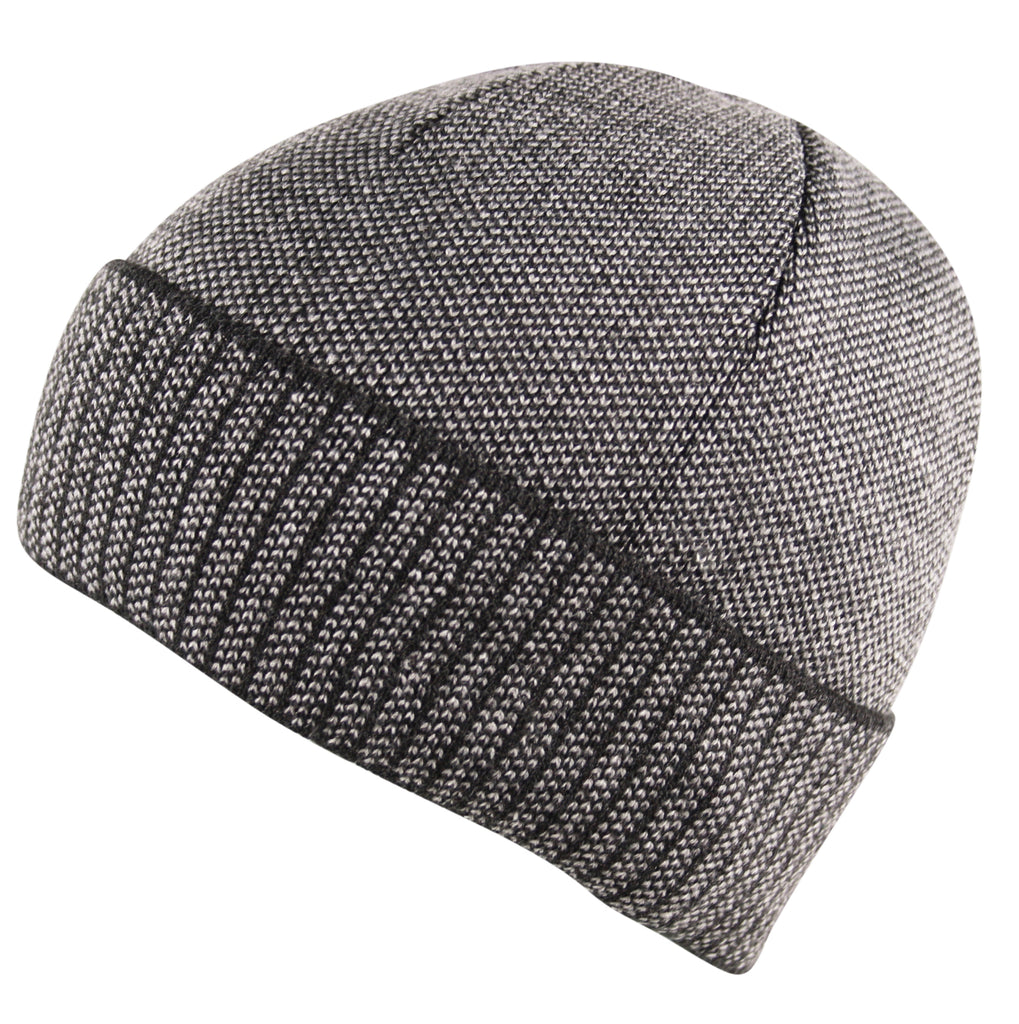 Men's Turn up Beanie Hat Warm Cap in Medium Grey