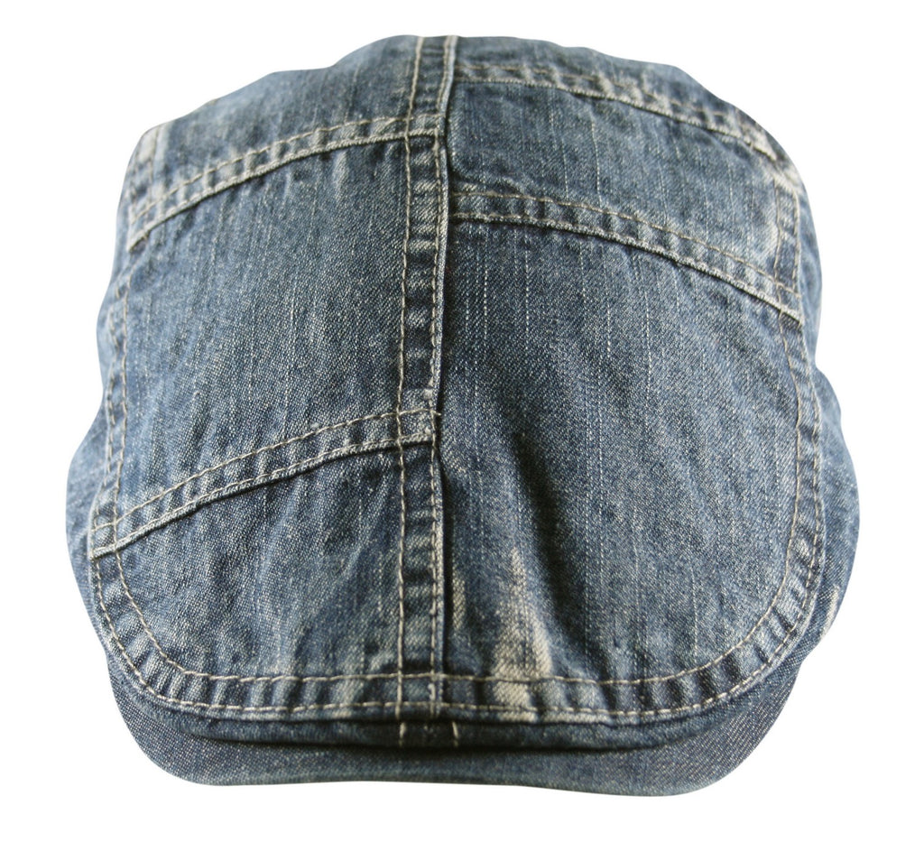 Square Patch Denim Vintage Flat Cap Hat in Blue
